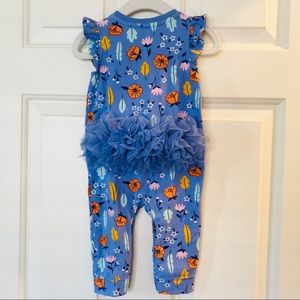 Adorable periwinkle romper with tutu butt 😍